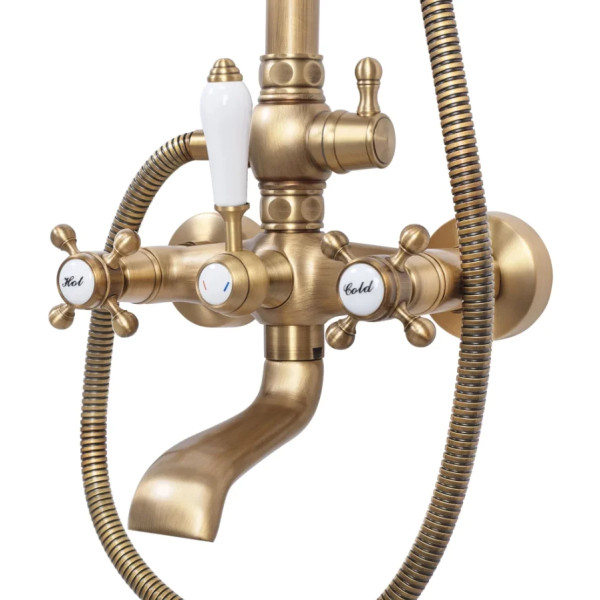 Душевая система с изливом Rea Bergamo Antique bronze (REA-P5002)