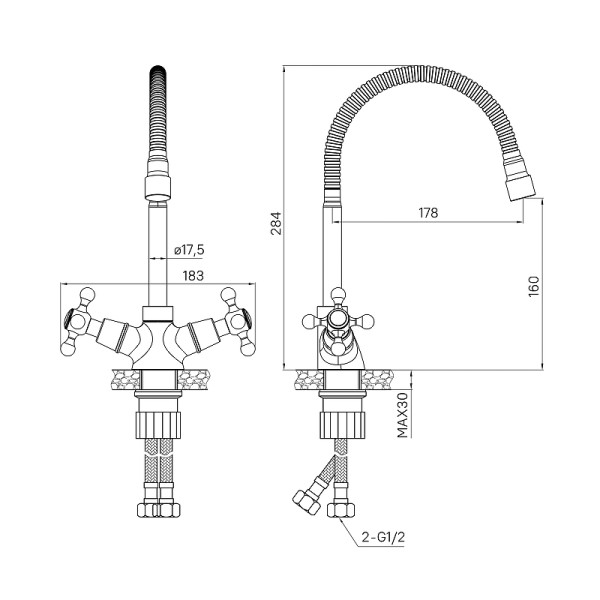Смеситель для кухни Milardo Duplex с гибким изливом хром (DUPSB0FM05)