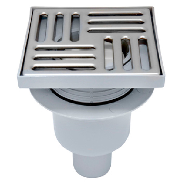 Трап вертикальный 50 мм. (100*100) АНИ регулируемый, с сухим затвором (решетка нерж.ст.) АНИ пласт (TQ5702)