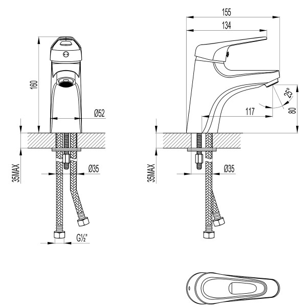 Смеситель для раковины Lemark Luna хром (LM4130C)