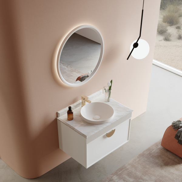 Тумба подвесная Orka Molino 820x550x530 с раковиной белый матовый (5004580)