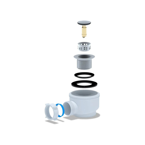 Сифон для душевого поддона АНИ 1 1/2"*50 (h=77 мм.) клик-клак (сетка хром) АНИ пласт (E410CLS)