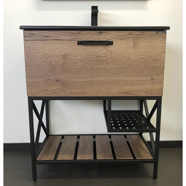 Тумба подвесная с раковиной Comforty Бредфорд 750x465x870 дуб темный (00004149064)