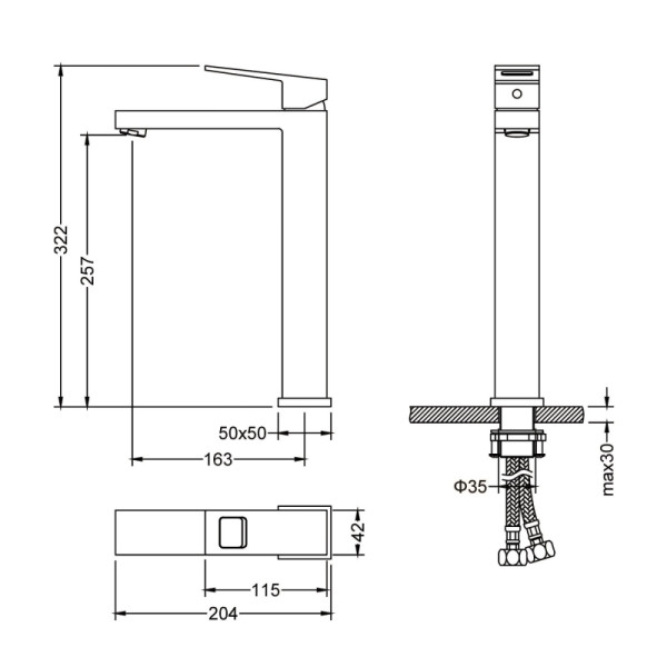 Смеситель для раковины Timo Briana черный, короткий излив (7111/03F)
