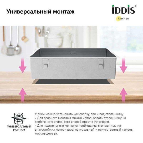 Мойка для кухни врезная Iddis Edifice 74,2х44,2 хром (EDI74S0i77)