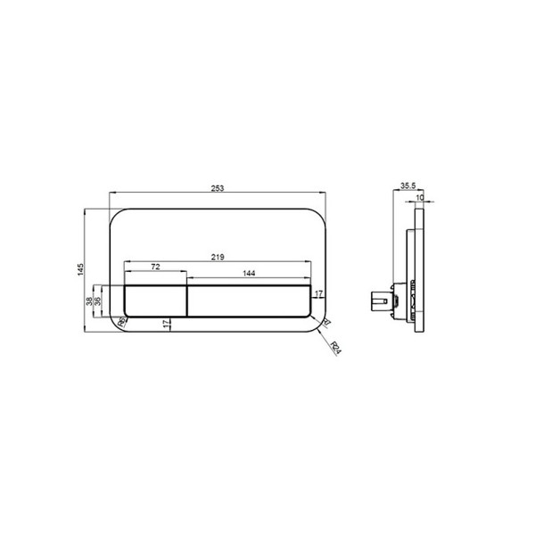 Клавиша смыва Villeroy & Boch Viconnect 253х145х10 пластик/хром (92249061)
