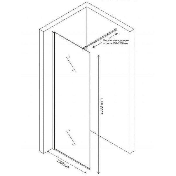 Душевая перегородка Berges Sky 1000*2000 стекло прозрачное, профиль хром сильвер (64003)