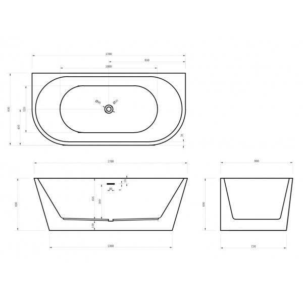 Ванна акриловая Abber 170x80 белая матовая (AB9216-1.7MW) Ванна акриловая Abber 170x80 белая матовая (AB9216-1.7MW)
