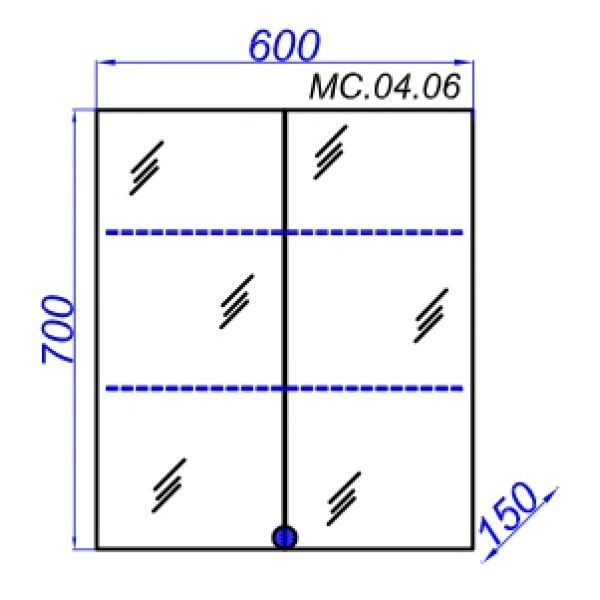 Шкаф зеркальный Aqwella MC 600x700x150 белая (MC.04.06)