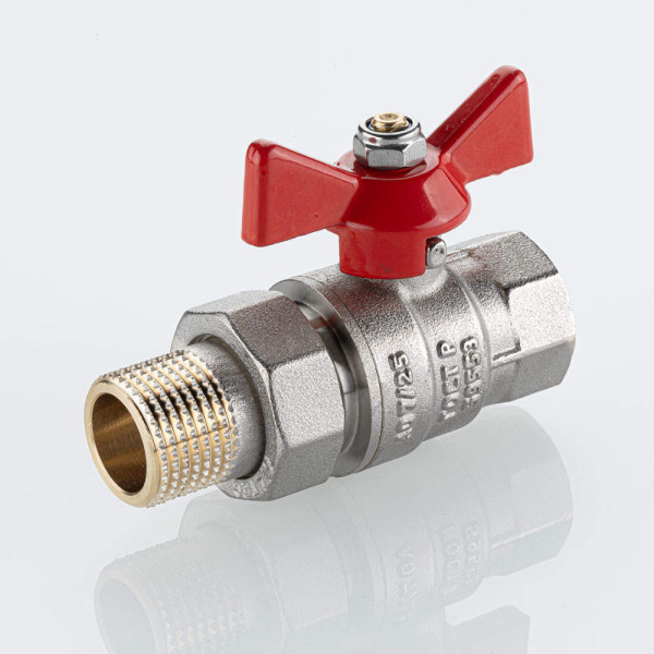 Кран 1/2" шаровый со сгоном Valtec Base-ГОСТ (красная бабочка) VT.227S.N.04