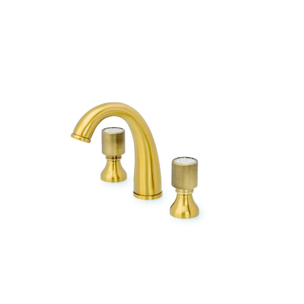 Смеситель для раковины на 3 отверстия Boheme Royal Cristal бронзовый (317-Royal/CRST)