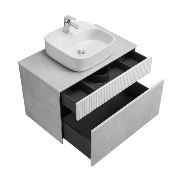 Тумба-умывальник Aquaton 80 Марбл Слэйт\Белый матовый/1WH501709 Умывальник накладной Одри 420х420 Soft квадратный (1A2762K0MH4C0)