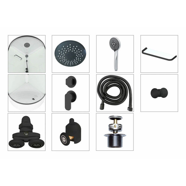 Кабина душевая Melodia Jive BLack 90х90 высокий поддон, прозр.стекл, профиль черный (MB02010) Кабина душевая Melodia Jive BLack 90х90 высокий поддон, прозр.стекл, профиль черный (MB02010)