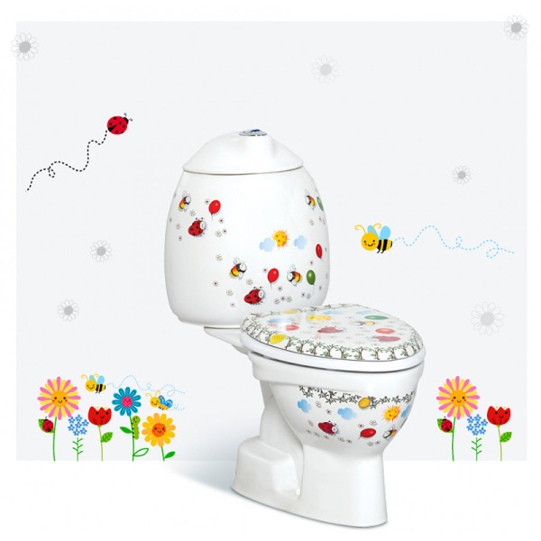 Унитаз напольный Creavit Cocuk с декором с сиденьем без бачка белый (CK310-11CB00E-FF00+KC0802.01.1000E)