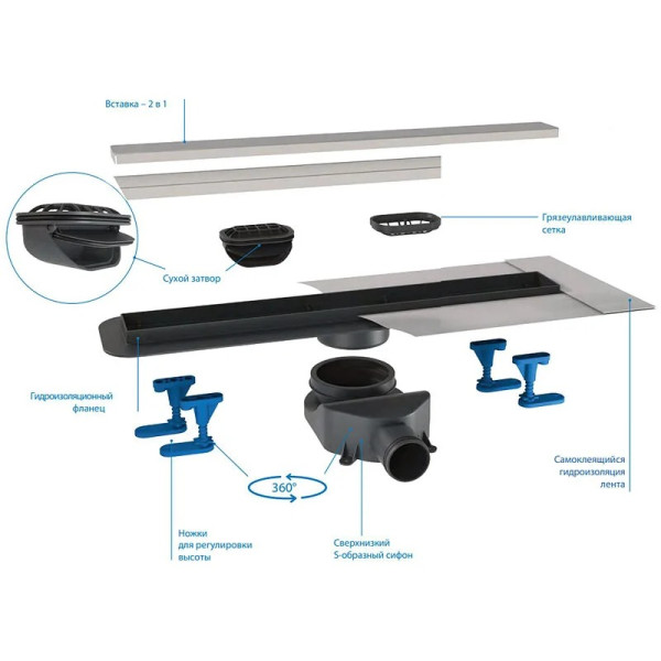 Душевой лоток BelBagno Luce 800 мм хром (BB-LD-Luce-80-CR)