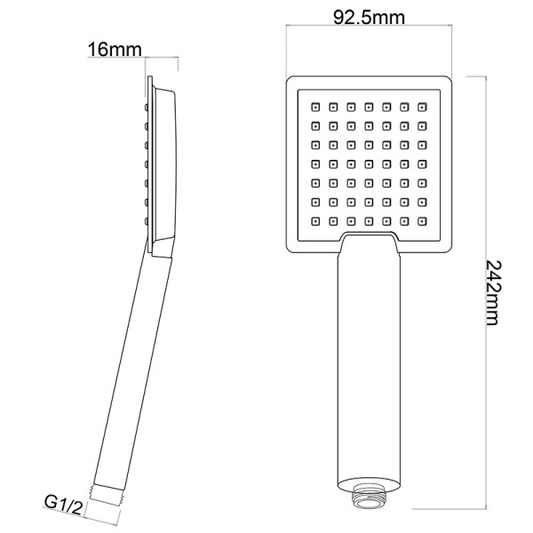 Душевая лейка Melodia Luxe 1 функция 100х100 хром (MKP26117BL)
