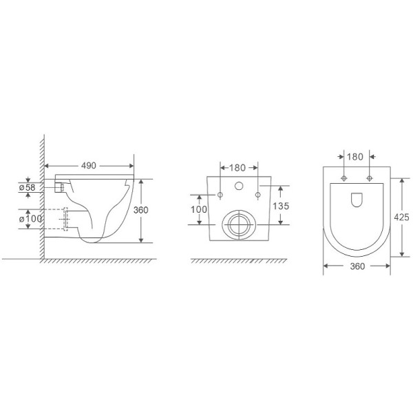 Унитаз подвесной Berges Okus Rimless 490x360x360 белый (081127) Унитаз подвесной Berges Okus Rimless 490x360x360 белый (081127)