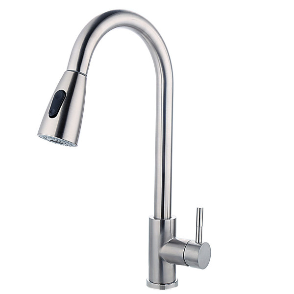 Смеситель для кухни Fashun с выдвижным изливом сатин (A56109)