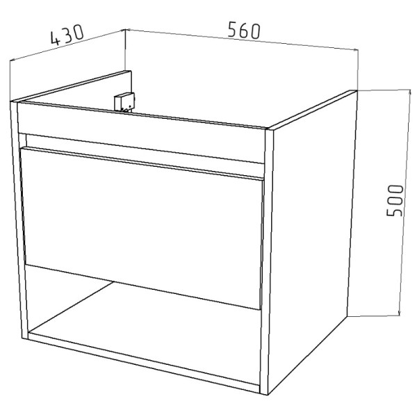 Тумба подвесная Melodia Этюд 60 (Como 60) 1 ящик белая/сонома (MFR80037SW)