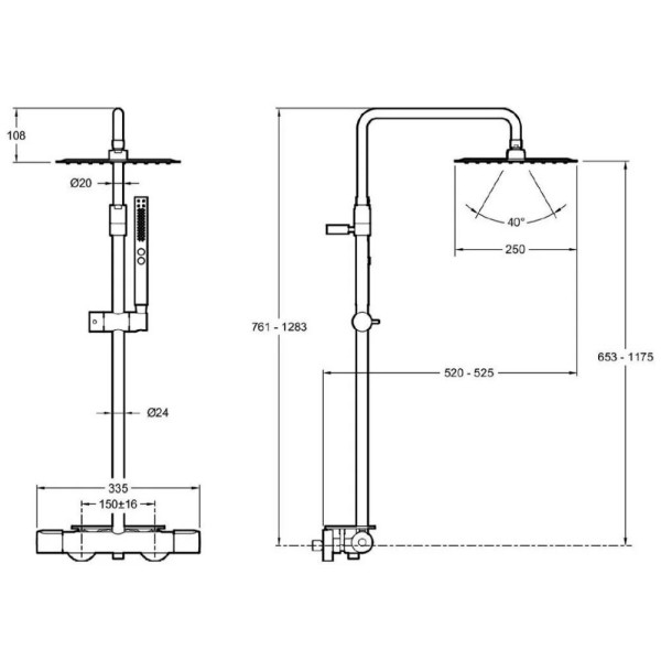 Душевая система Jacob Delafon Metro хром (E26596-CP)