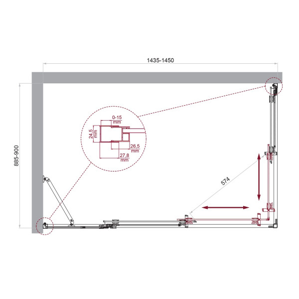 Душевой уголок BelBagno Luce 145x90x195 стекло прозрачное, профиль хром (LUCE-AH-21-145/90-C-Cr)