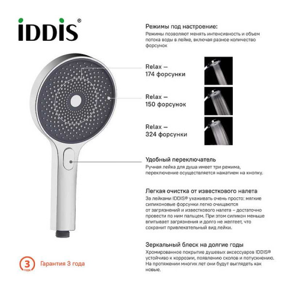 Душевая лейка Iddis SpaHome хром (SPA3F0Ci18) Душевая лейка Iddis SpaHome хром (SPA3F0Ci18)