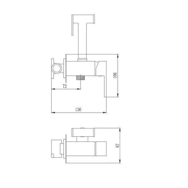 Смеситель с гигиеническим душем Dlin хром (D183202) Смеситель с гигиеническим душем Dlin хром (D183202)
