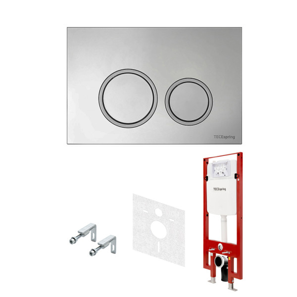 Комплект инсталляция с унитазом Tece TeceSpring с клавишей хром, с сиденьем (S955799)