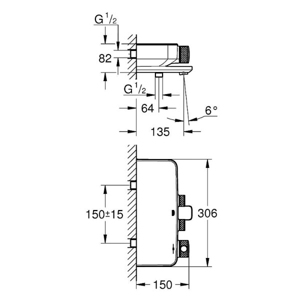 Смеситель для ванны и душа Grohe Grohtherm SmartControl с термостатом хром (34718000)