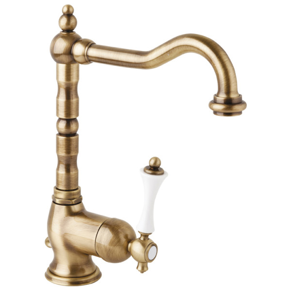 Смеситель для раковины Cezares Margot бронзовый, ручка рычаг - белая (MARGOT-LSM2-02-Bi)