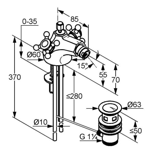 Смеситель для биде Kludi Adlon (512110520) Смеситель для биде Kludi Adlon (512110520)
