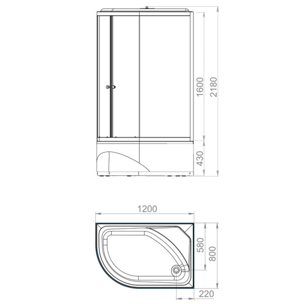 Кабина душевая Melodia Classica 120х80 высокий поддон Right, стекло матовое, профиль белый (MB01015)