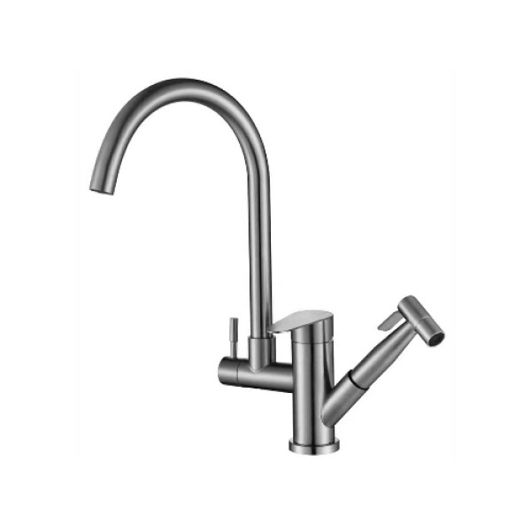 Смеситель для кухни Fashun с выдвижным изливом сатин (A56005)