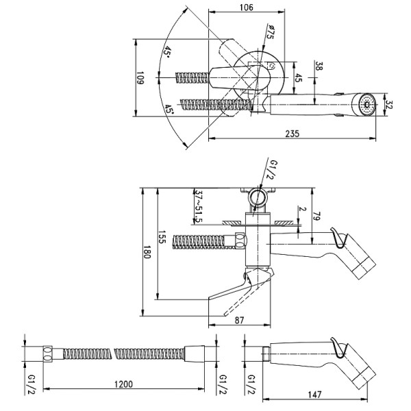 Смеситель с гигиеническим душем Cersanit Flavis хром (64104) Смеситель с гигиеническим душем Cersanit Flavis хром (64104)