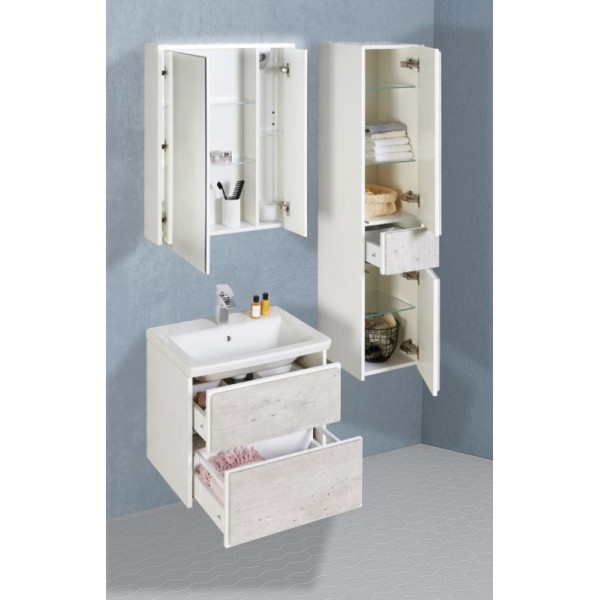 Тумба подвесная Roca Ronda 67,7x41,2x48 Бетон/белый матовый (ZRU9303003)