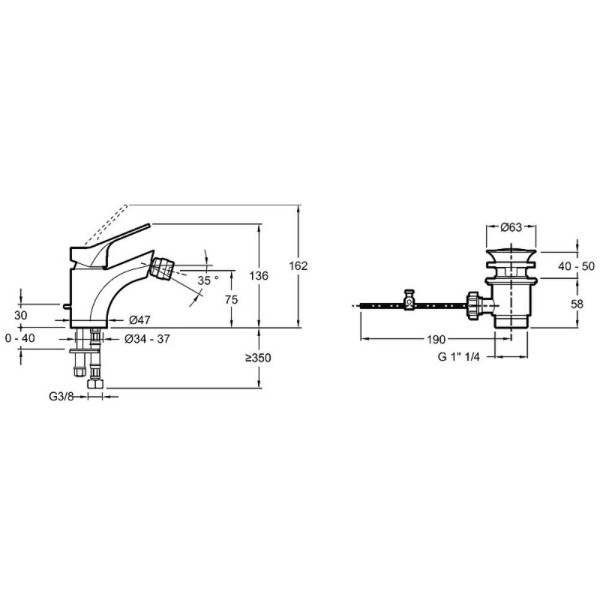 Смеситель для биде Jacob Delafon Brive хром (E75763-4-CP)