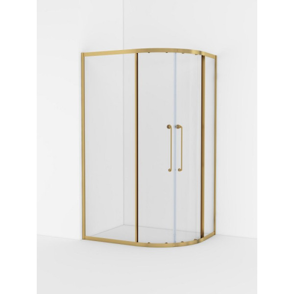 Душевой уголок Cezares Relax 304 120x90x200 стекло прозрачное, профиль брашированное золото (RELAX-304-RH-2-120/90-C-BORO)