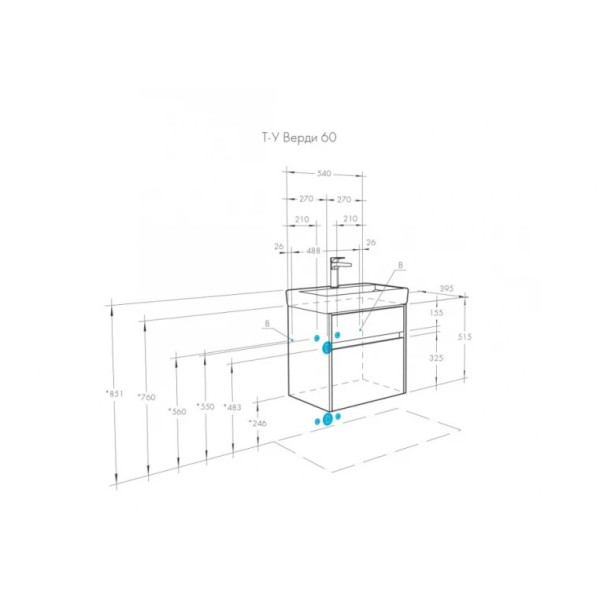 Тумба-умывальник Aquaton Верди 60/1WH302186 Умывальник Нео 60 (1A2067K1VDAV0)
