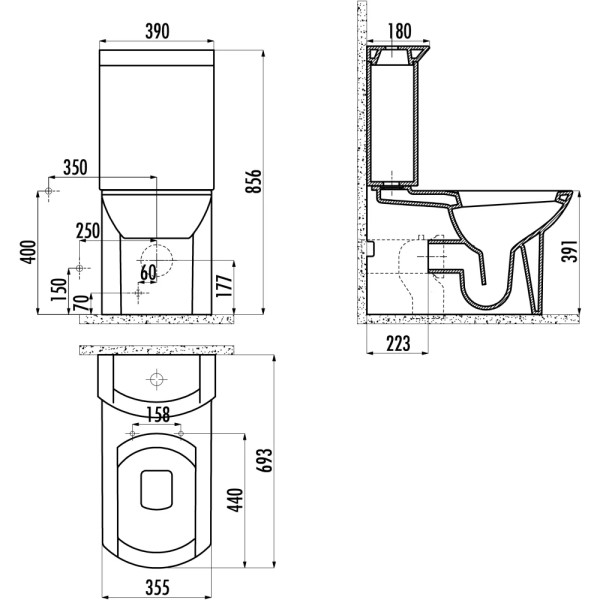 Бачок для унитаза Creavit Wing белый (WN410.00000)