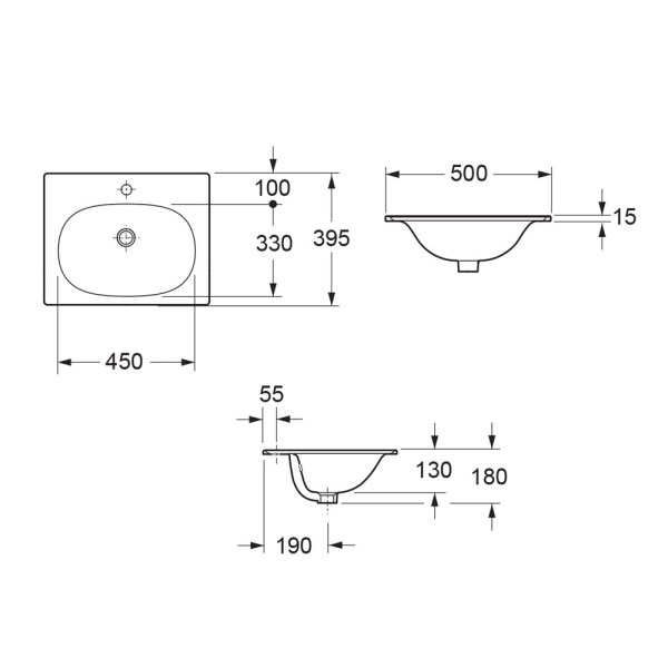 Раковина встраиваемая Cezares Molveno 50x39,5x18 CZR-1923-500)