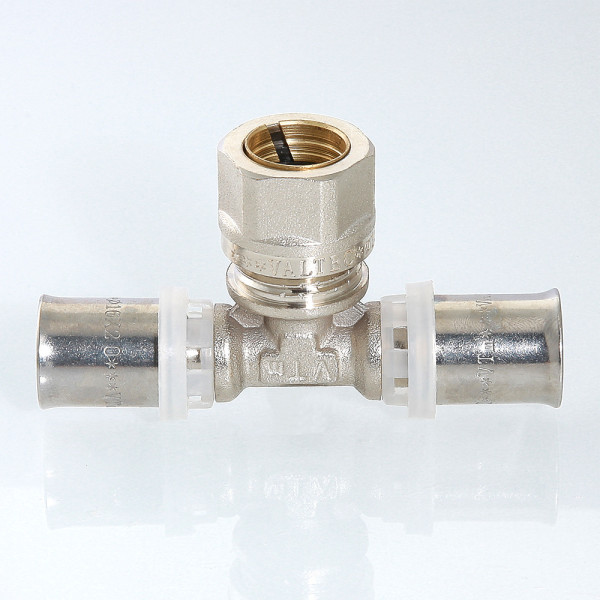 Тройник 20*15*16 с переходом на обжим Valtec (пресс, никель) (VTm.233.I.201516) Тройник 20*15*16 с переходом на обжим Valtec (пресс, никель) (VTm.233.I.201516)