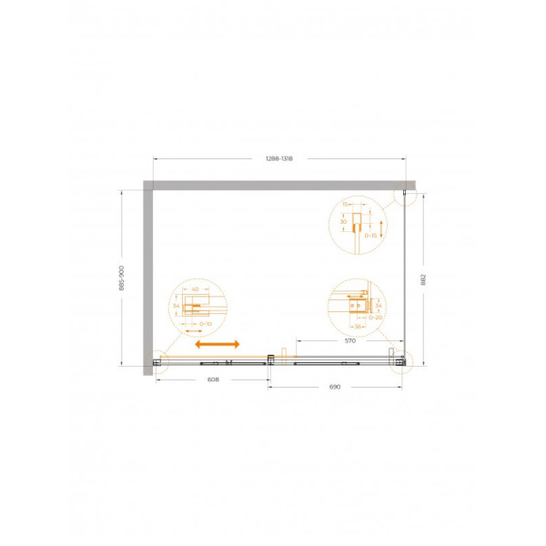 Душевой уголок Cezares Plane 130x90x195 стекло прозрачное, профиль сатин (PLANE-AH-1-130/90-C-IN)
