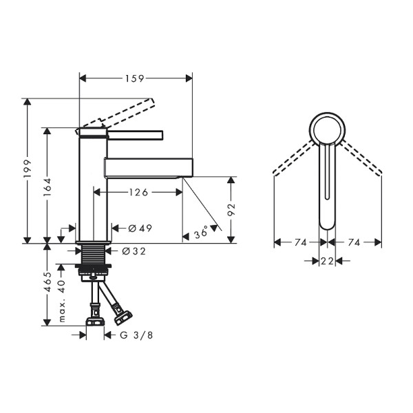 Смеситель для раковины Hansgrohe Finoris хром, с донным клапаном (76010000) Смеситель для раковины Hansgrohe Finoris хром, с донным клапаном (76010000)