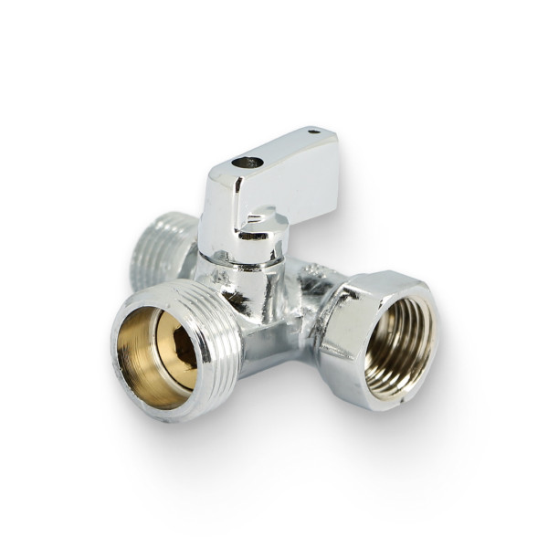 Кран проходной 1/2"х3/4"х1/2" ННВ шаровый Uni-Fitt (хромированная латунь) 182C2321 Кран проходной 1/2"х3/4"х1/2" ННВ шаровый Uni-Fitt (хромированная латунь) 182C2321