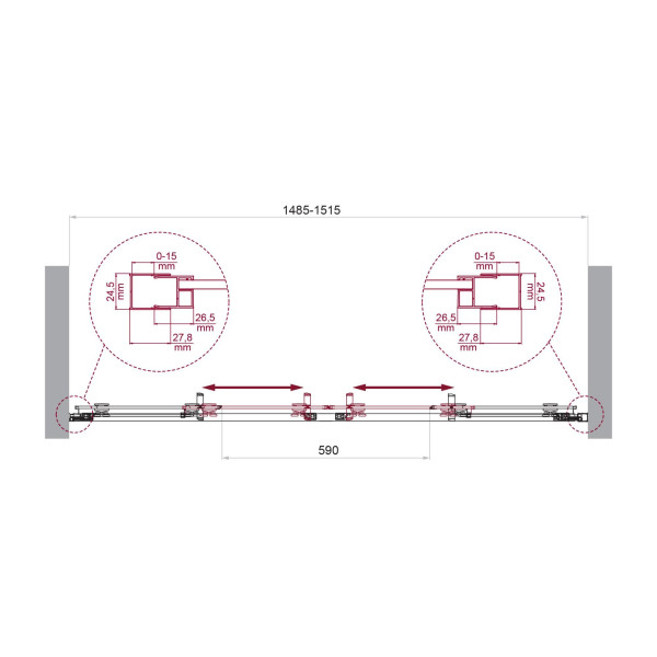 Душевая дверь BelBagno Luce 150x195 стекло прозрачное, профиль хром (LUCE-BF-2-150-C-Cr)