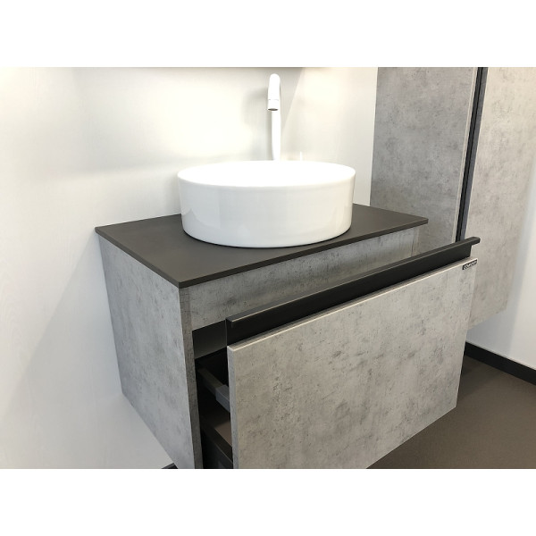 Тумба подвесная с раковиной Comforty Эдинбург 600x400x400 дуб светлый/черный (00-00002782)