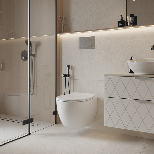 Комплект инсталляция с унитазом Galaxy RML SLM и клавишей Sanita LUXE сиденье+клавиша хром (Set.SL.Galaxy.RML.SLM.DM/OLI.SM.CH.G.S2)