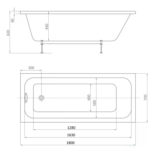 Ванна акриловая Aquatek Мия 180x70 белая (MIY180-0000007)