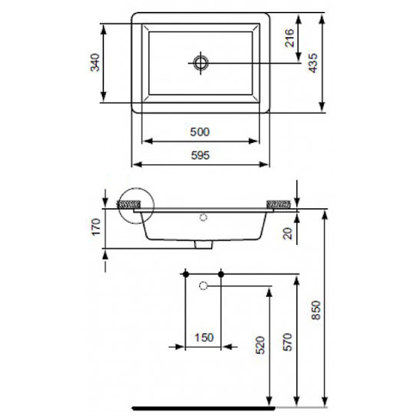 Раковина врезная Ideal Standard Strada 59х43 (K077901)