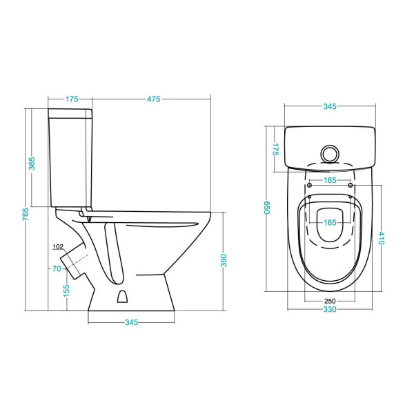 Унитаз-компакт Santek Лига 650х345х765 (1WH302141)